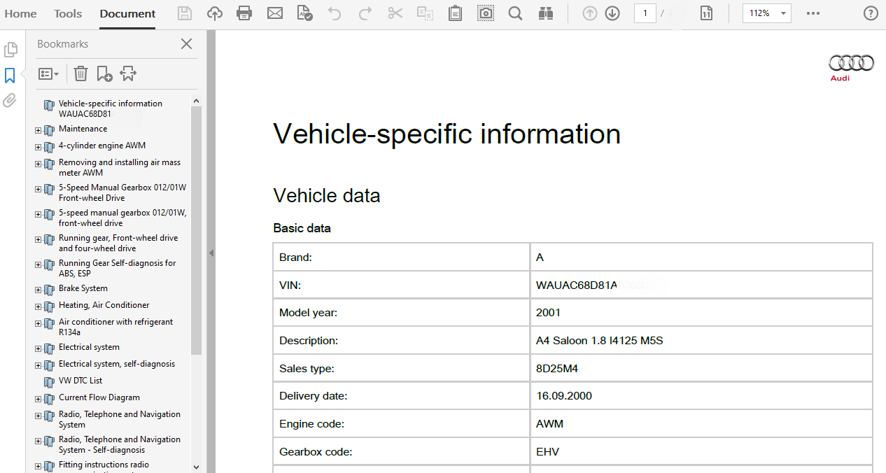 2001 Audi A4 repair manual