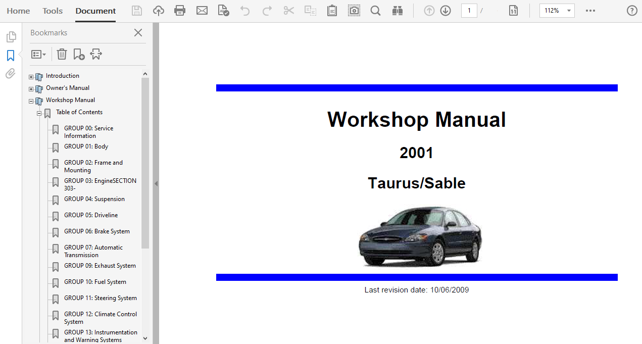 2001 Ford Taurus Repair Manual