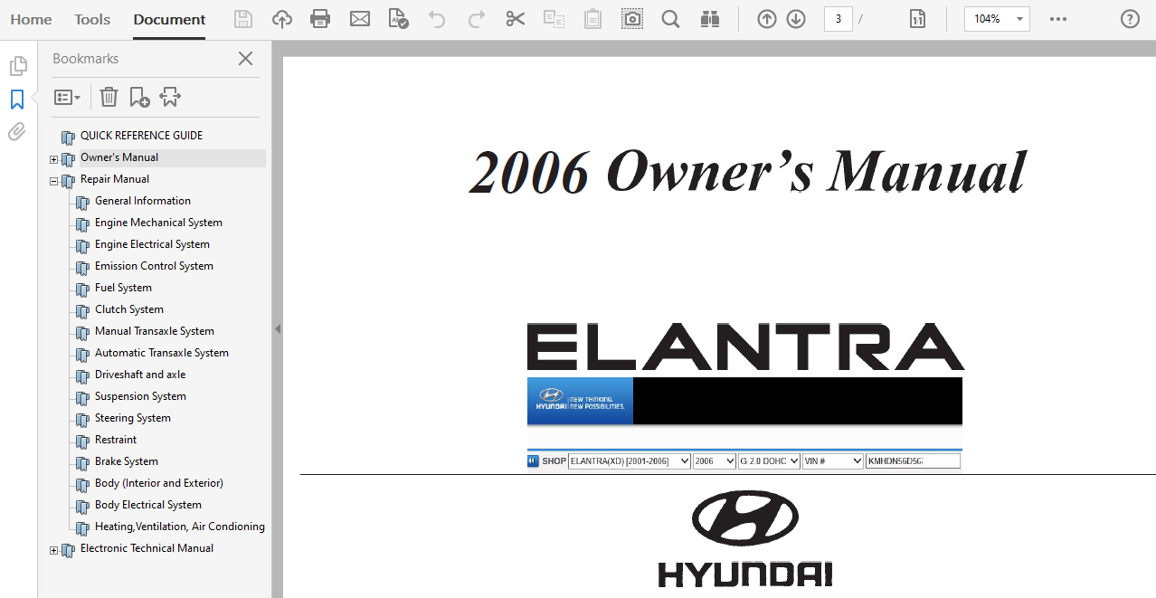 2006 Hyundai Elantra repair manual