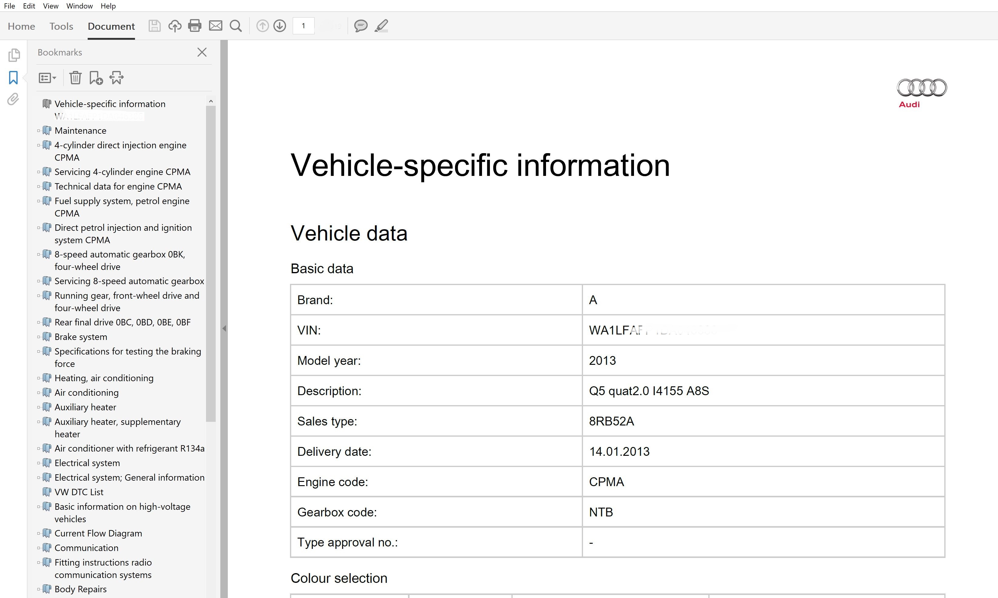 2013 Audi Q5 repair manual