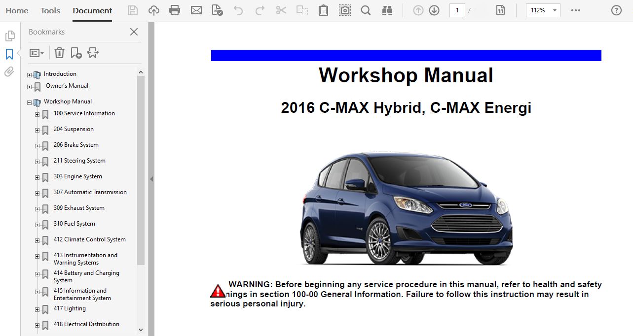 2016 Ford C-Max repair manual