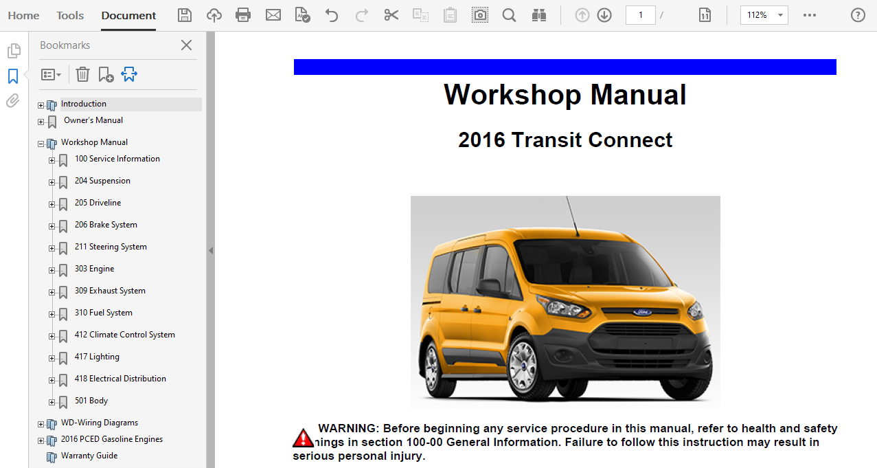 2016 Ford Transit Connect repair manual