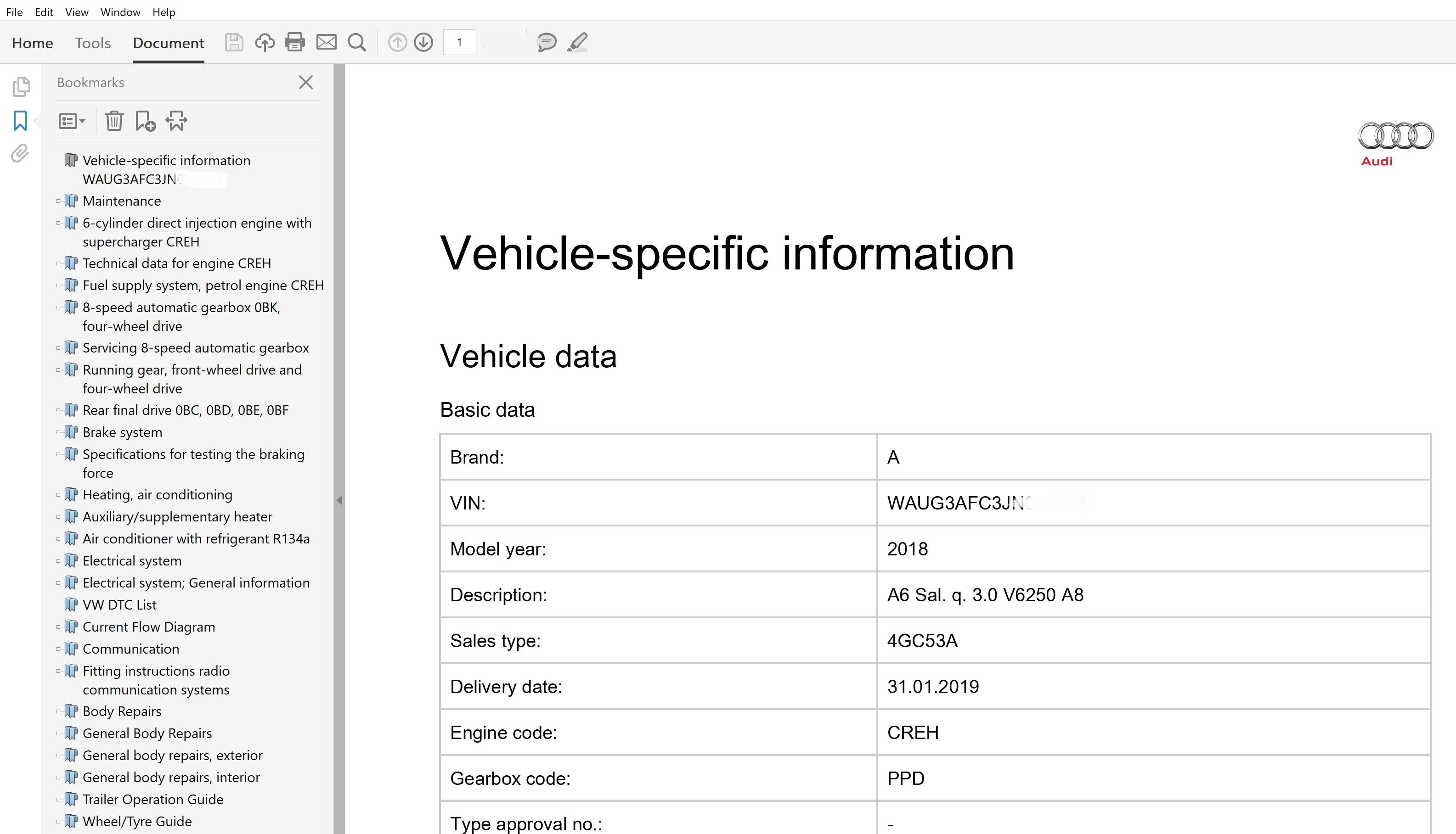 audi a6 2018 manual