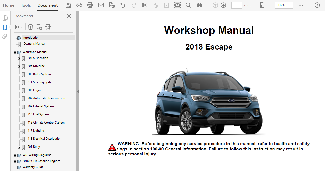 2018 Ford Escape repair manual