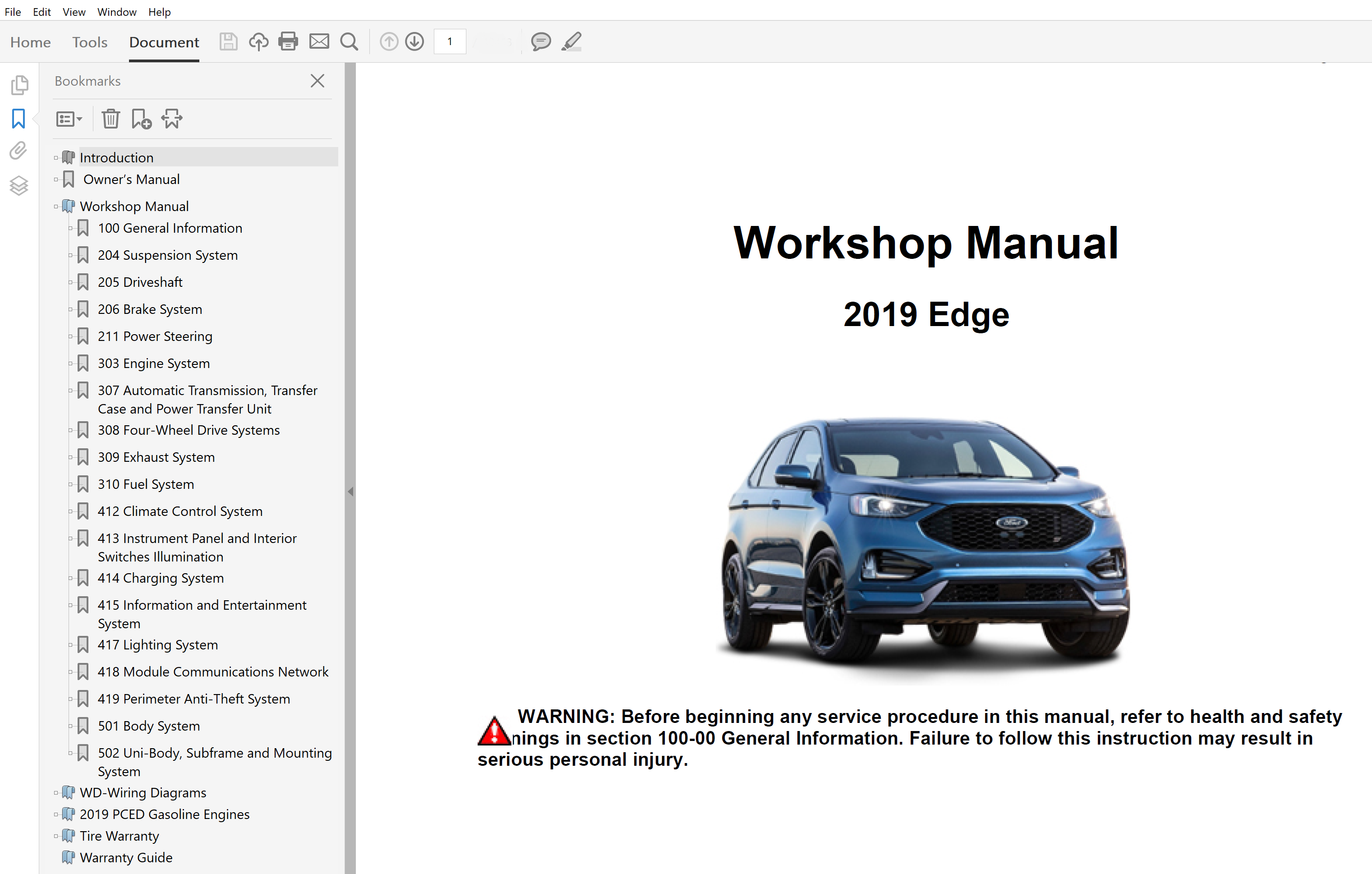 2019 Ford Edge Repair Manual