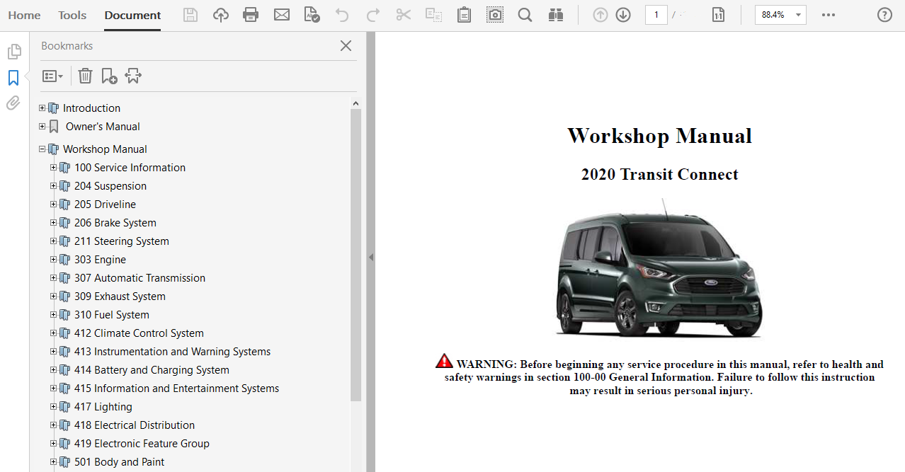 2020 Ford Transit Connect repair manual