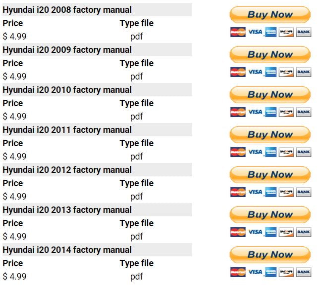 Hyundai i20 2008-2014 repair manual | Factory Manual