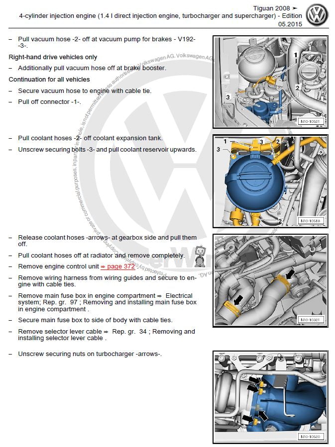 Volkswagen Tiguan 2008-2016 repair manual | Factory Manual