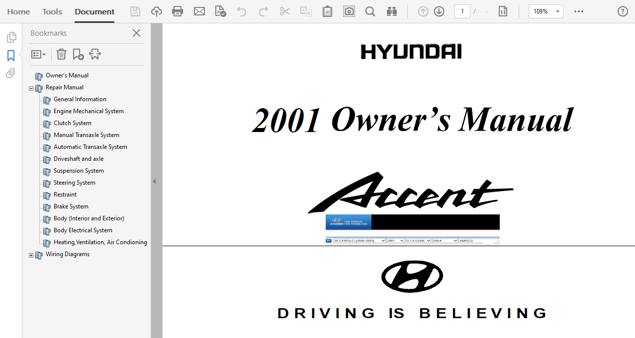 2001 Hyundai Accent repair manual