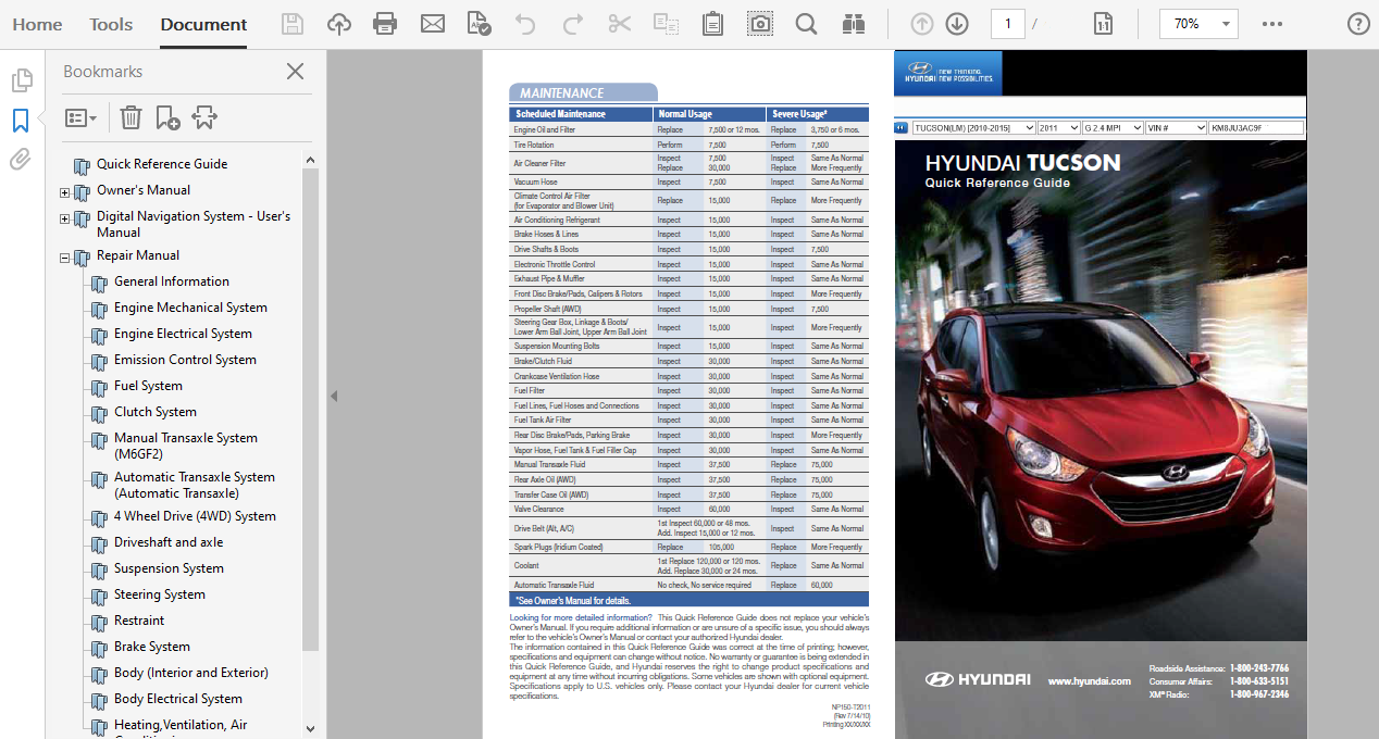 2011 Hyundai Tucson repair manual