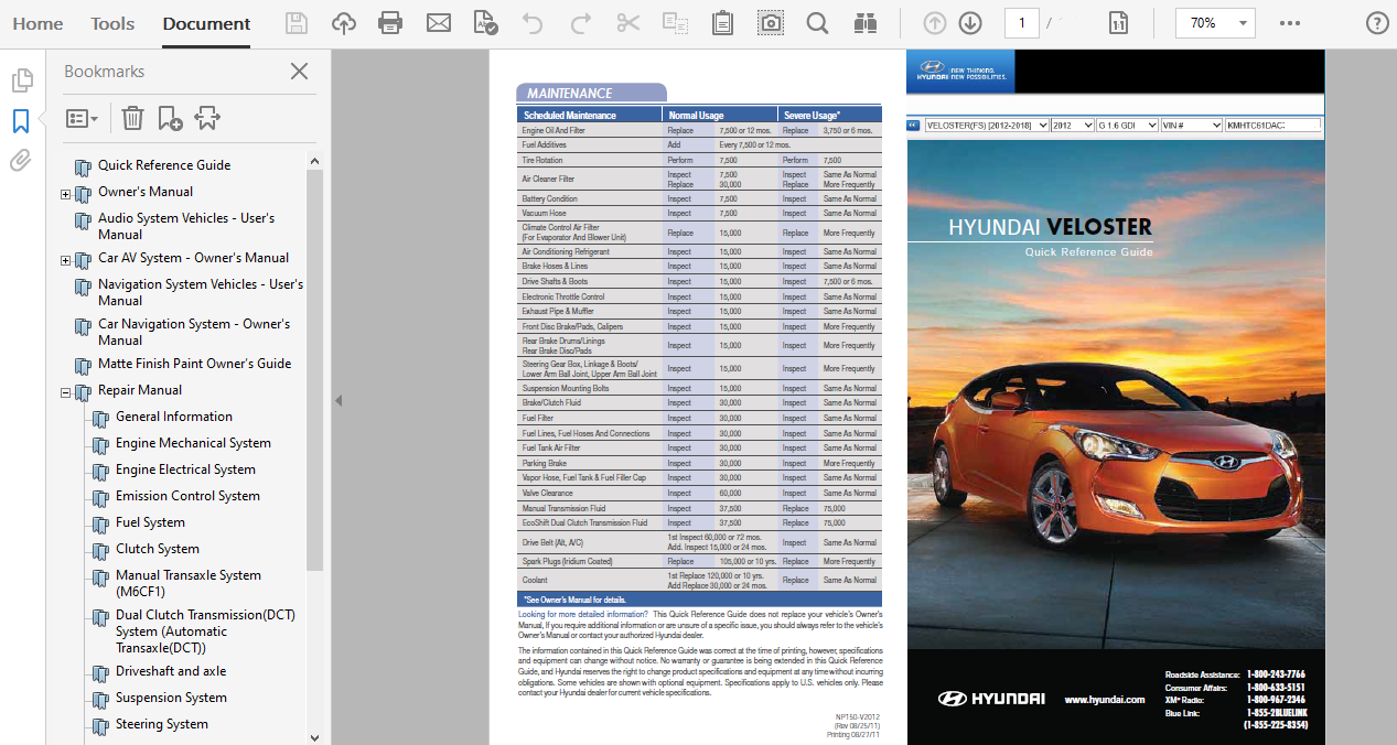 2012 Hyundai Veloster repair manual