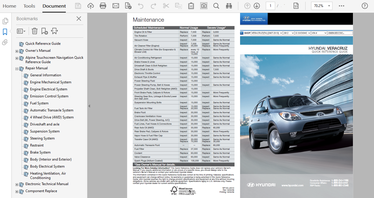 2012 Hyundai Veracruz repair manual