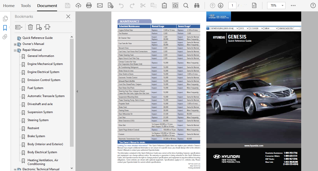 2013 Hyundai Genesis repair manual