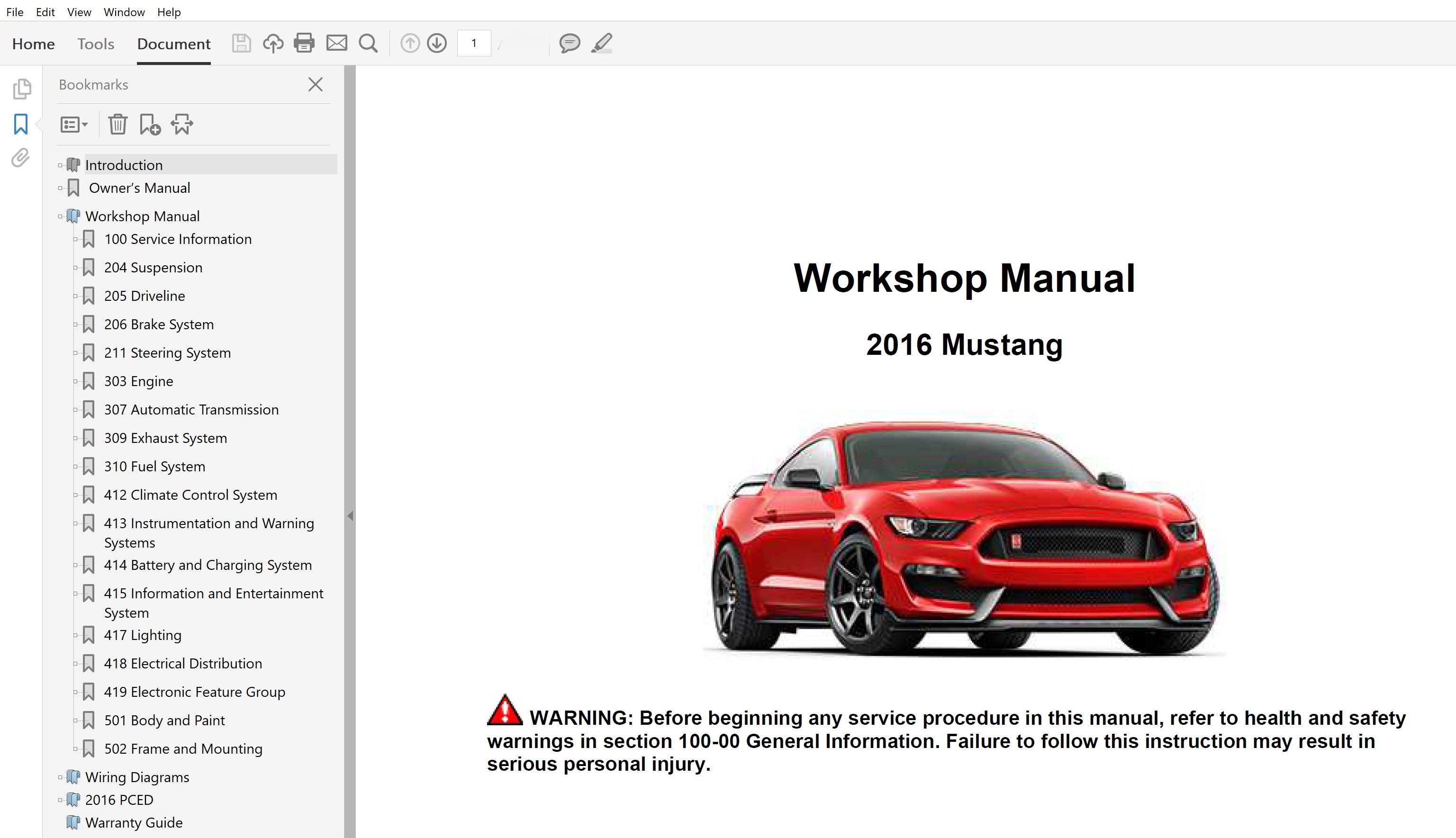 Ford Mustang Service Manual